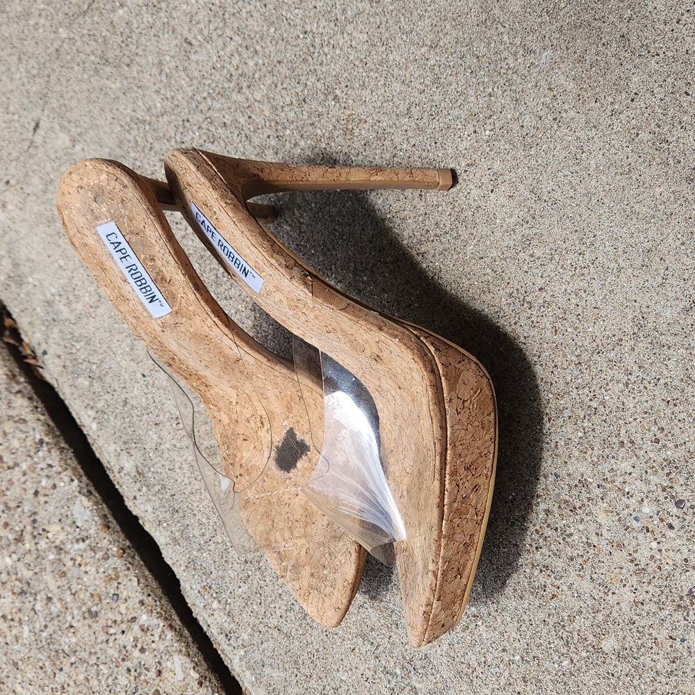 Clear cork heels